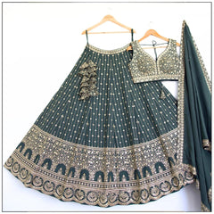 Light Green sequins embroidery Wedding Lehenga Choli