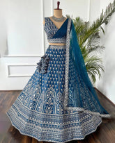 Light Blue Wedding Lehenga Choli for Women