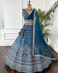 Light Blue Wedding Lehenga Choli for Women