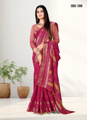 Party wear Zari Weaving Jacquard border Viscose saree with blouse for women