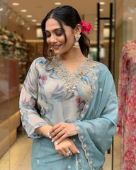 GREY COLOURED WOMEN'S VISCOSE RAYON KURTA SET