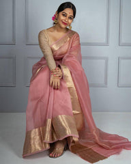 Organza jacquard woven soft & light weight saree