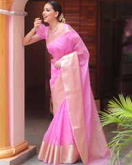 Organza jacquard woven soft & light weight saree
