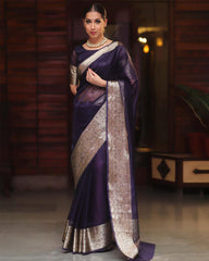 Organza jacquard woven soft & light weight saree