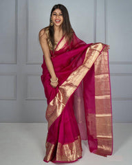 Organza jacquard woven soft & light weight saree