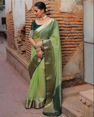 Organza jacquard woven soft & light weight saree