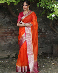 Organza jacquard woven soft & light weight saree