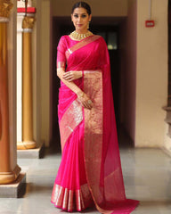 Organza jacquard woven soft & light weight saree