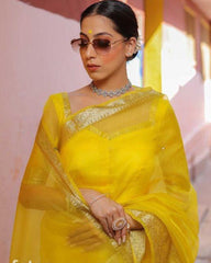 Organza jacquard woven soft & light weight saree