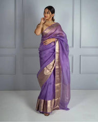 Organza jacquard woven soft & light weight saree
