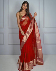 Organza jacquard woven soft & light weight saree