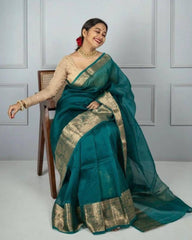 Organza jacquard woven soft & light weight saree