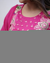 MORLO PINK COLOURED WOMEN'S BSY CHINNON KURTA WITH PANT DUPATTA SET