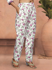 PINK COLOURED WOMEN'S COTTON SLUB KURTA WITH PANT DUPATTA SET