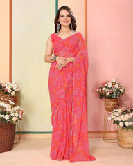 3 Best color of Bandhani print Georgette one minute ready to wear saree