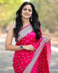 Latest 4 color soft silk woven jacquard saree