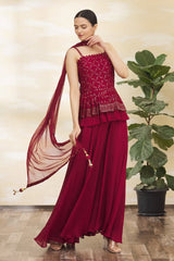 Demanding Maroon Coloured Embroidaired Worked Kurta Set