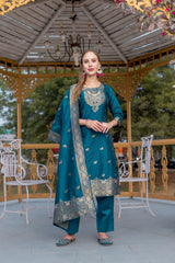 TEAL COLOURED TREDITIONAL WEAR KURTA SET