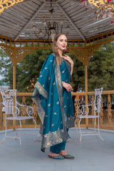 TEAL COLOURED TREDITIONAL WEAR KURTA SET