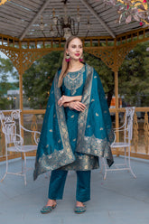 TEAL COLOURED TREDITIONAL WEAR KURTA SET