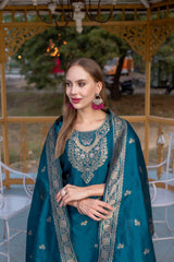 TEAL COLOURED TREDITIONAL WEAR KURTA SET