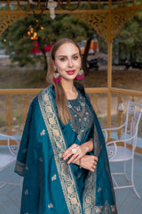 TEAL COLOURED TREDITIONAL WEAR KURTA SET