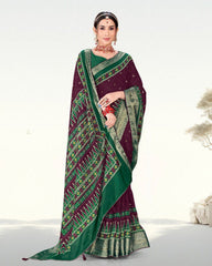 Latest Zari Weaving Jacquard border Soft Cotton saree with blouse for women