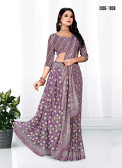 Georgette Woven Zari border saree with blouse for women