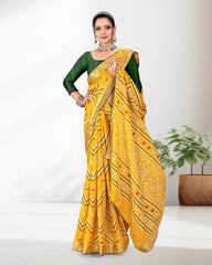 Festive wear Zari Weaving Jacquard border Viscose saree with blouse for women