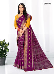 Soft cotton Jacquard Butta saree with blouse for women