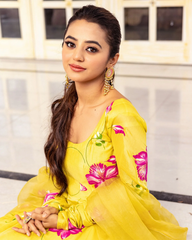 trendy Yellow Coloured Flaired Kurta With Bottom And Beautifull Dupatta Set