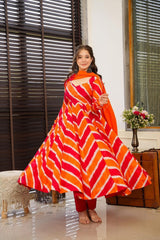 OREAGE COLOURED WOMEN'S MUSLIN BROIDERED KURTA WITH PANT DUPATTA SET