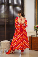 OREAGE COLOURED WOMEN'S MUSLIN BROIDERED KURTA WITH PANT DUPATTA SET