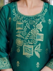 SANISA Women Silk Blend Ethnic Motifs Kurta Set with Trousers & Dupatta | Indian Kurti Suit for Women Malaysia | Party Wear Ethnic Outfit Online