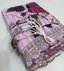 Pink color organza sequins embroidery designer wedding lehenga choli