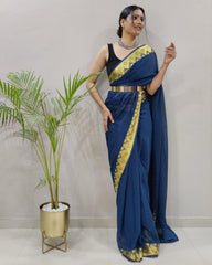 Premium Georgette one Minute Ready to wear sarees