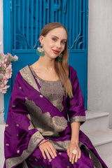 Purple Coloured traditonal wear kurta set