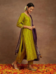 GREEN COLOURED TREDITIONAL WEAR KURTA SET
