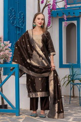 COFFEE COLOURED TREDITIONAL WEAR KURTA SET