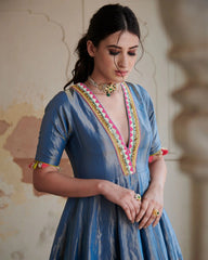 Moonlight Blue Anarkali Set