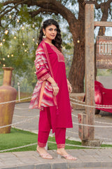 PINK COLOURED TREDITIONAL WEAR KURTA SET