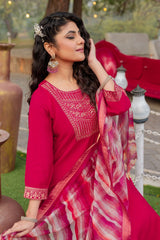 PINK COLOURED TREDITIONAL WEAR KURTA SET