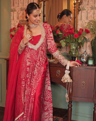 Festive Red A-lien Set with Gota and Mirror Work