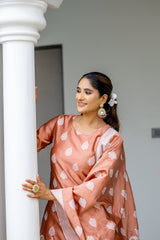 BROWN COLOURED WOMEN'S POLYSTER KURTA WITH DUPATTA SET