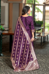 BROWN COLOURED WOMEN'S POLYSTER KURTA WITH DUPATTA SET