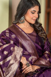 BROWN COLOURED WOMEN'S POLYSTER KURTA WITH DUPATTA SET