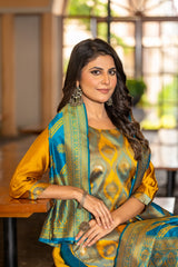 YELLOW COLOURED WOMEN'S POLYSTER KURTA WITH DUPATTA SET