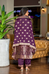 BROWN COLOURED WOMEN'S POLYSTER KURTA WITH DUPATTA SET