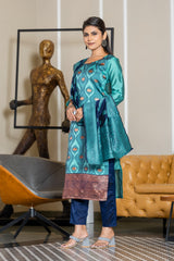 SKY BLUE COLOURED WOMEN'S POLYSTER KURTA WITH DUPATTA SET