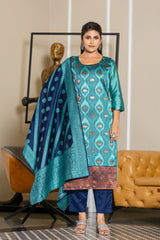 GREY COLOURED WOMEN'S POLYSTER KURTA WITH DUPATTA SET
